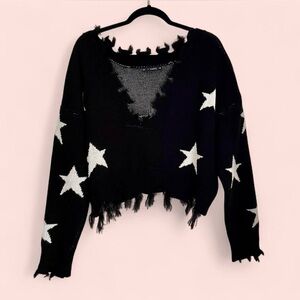Zaful Black Star Patterned Women's Sweater